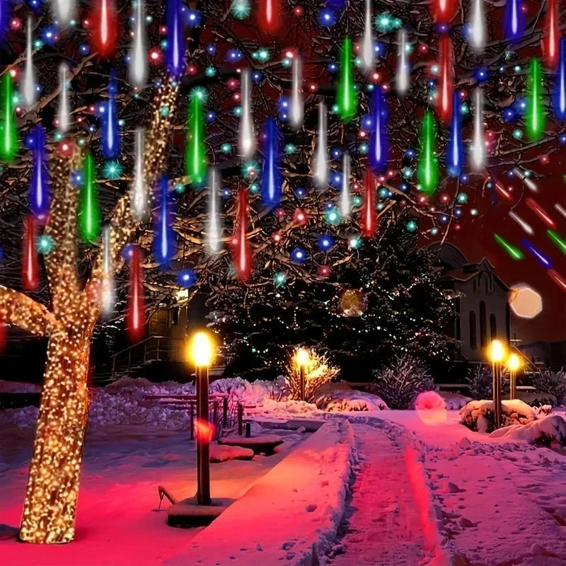 Description Picture 3 of item16/24/32 Tubes New Year Garland LED Meteor Shower Rain String Lights Party Christmas Tree Decoration for Street Halloween Decor