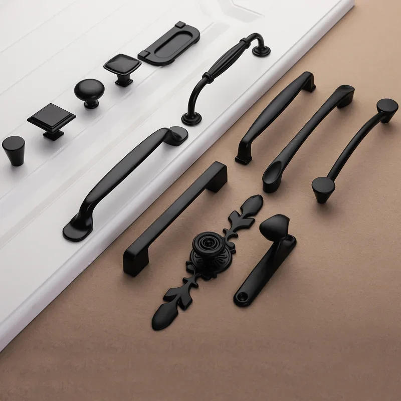 Description Picture 5 of itemModern American Style Black Kitchen Cabinet Door Handles Aluminium Alloy Fashion Furniture Cupboard Pull Handle Drawer Knobs