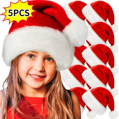 Thickened Plush Christmas Hat for Adults Kids Soft Warm Velvet Santa Claus Caps Hats Xmas New Year Festival Party Decor Gitfs