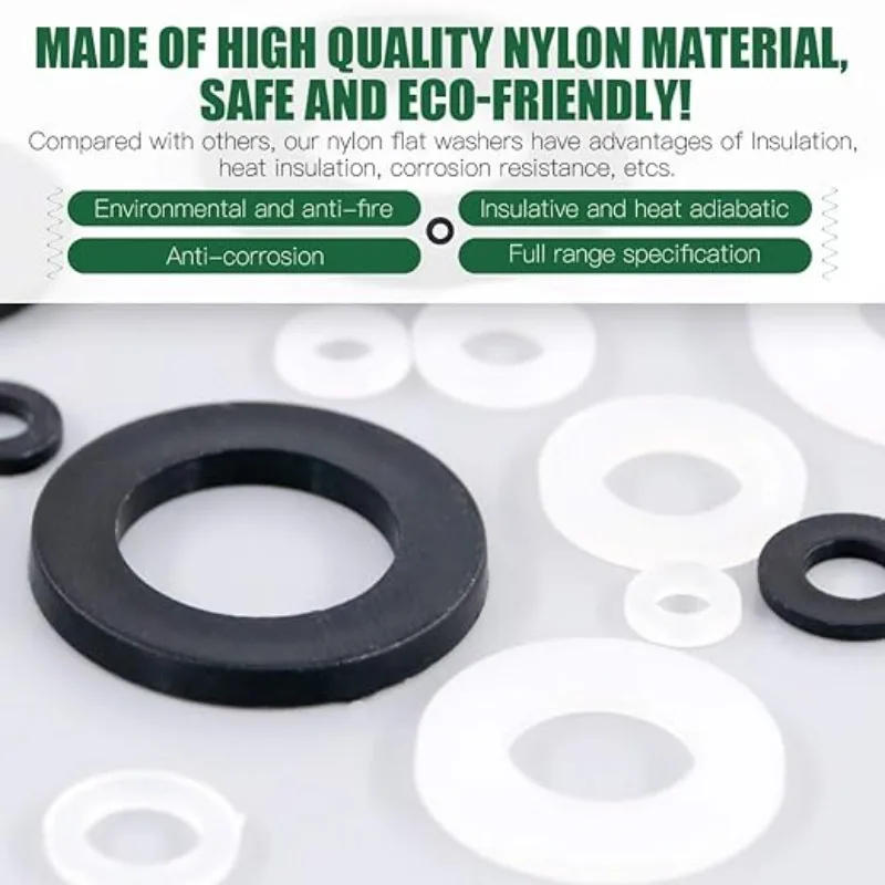 Description Picture 4 of itemNylon Flat Washer M2 M2.5 M3 M4 M5 M6 M8 M10 M12 M14 M16 M18 M20 Black White Plastic Sealing Hard Washers Insulation Gasket Ring