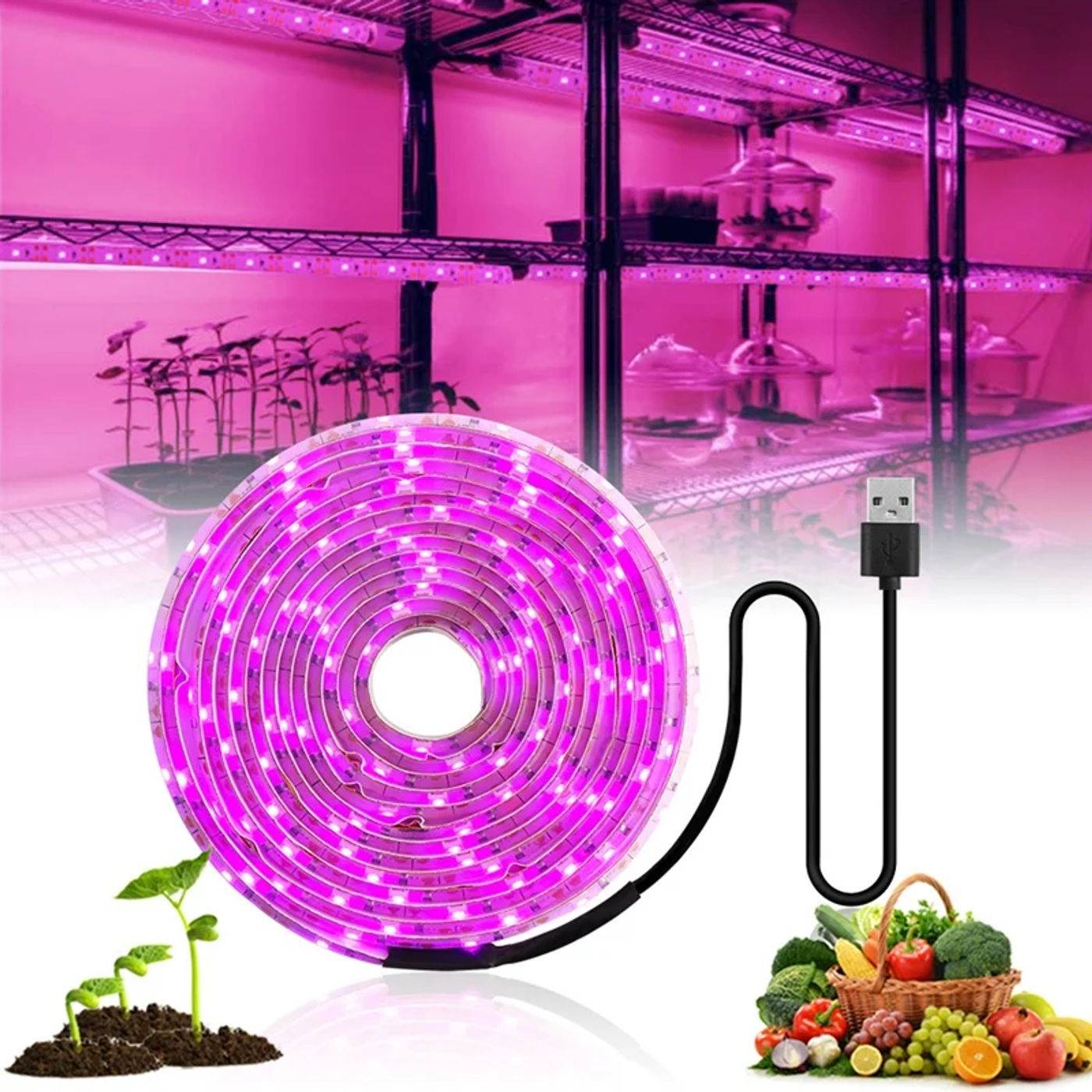 Description Picture 6 of itemLED Grow Light Full Spectrum 5V USB Grow Light Strip 2835 LED Phyto Lamps For Plants Greenhouse Hydroponic Growing