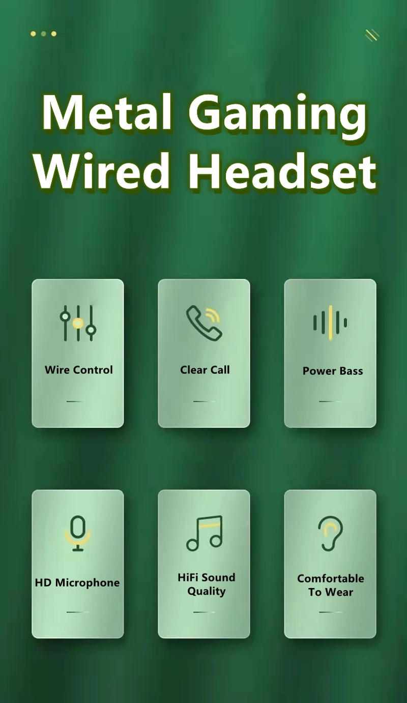 Description Picture 3 of itemGamer Wired Headphones Gaming Wired Earphone Metal HiFi Bass Stereo 3.5mm Earphone Earbud For Phone Computer Mic L Jack Magnetic