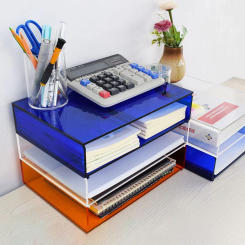 Letter Tray,Clear Acrylic A4 Paper Tray,School Teacher Office Supplies Organization,Stackable Desk File Organizer Storage Basket