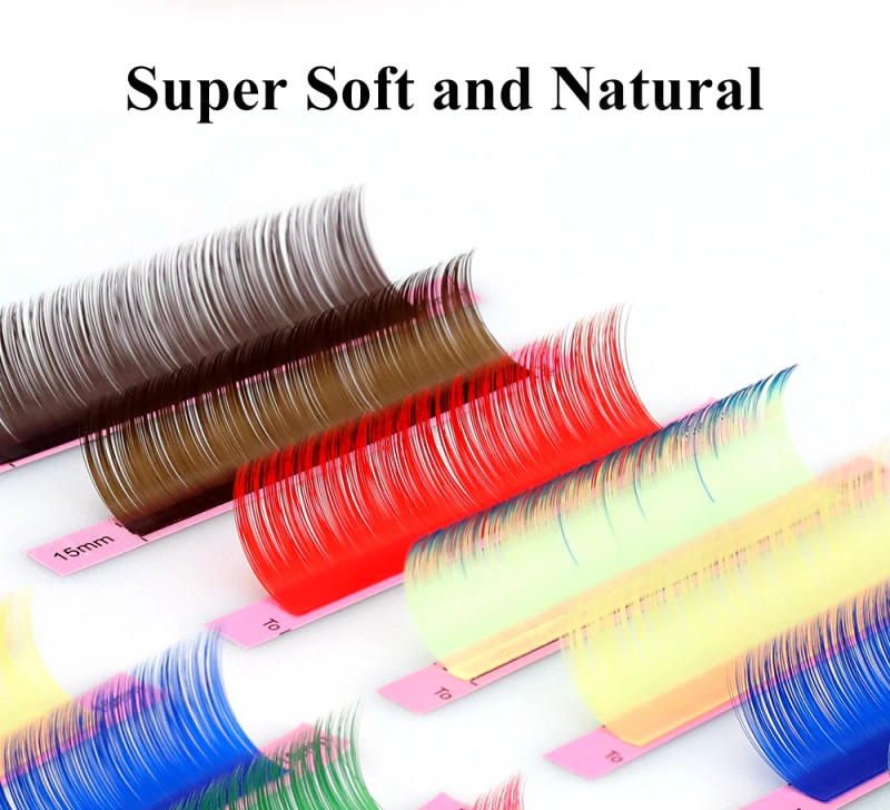 Description Picture 6 of itemNAGARAKU Color Eyelashes Brown Blue Purple Pink White Yellow Green Red False Eyelashes Cilios Maquiagem Makeup Mix 7~15mm