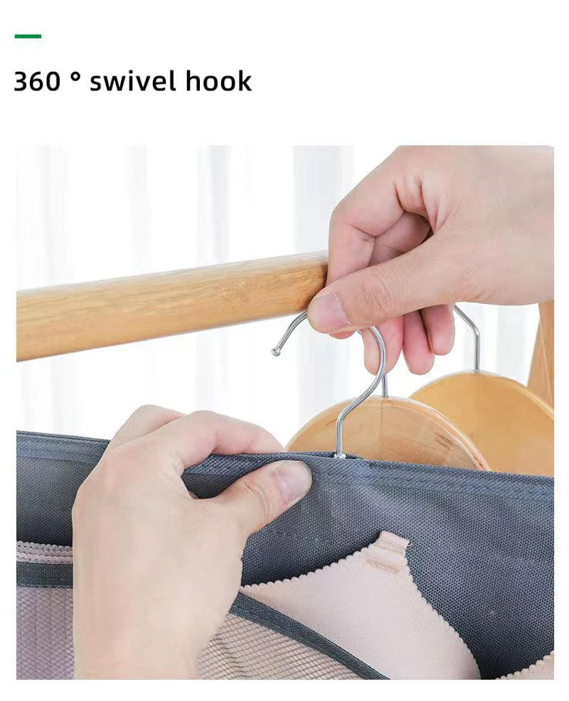 Description Picture 5 of itemDouble Sides Underwear Storage Hanging Bag Dormitory Home Wardrobe Hanging Wall Foldable Bag Underpants Socks Organizer