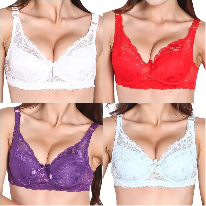 Description Picture 4 of itemWomen Sexy Gather Push Up Bra Underwire 5/8 Cup Lace Brassiere Underwear 32/34/36/38/40