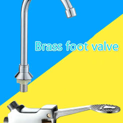 Foot-operated Faucet Brass Hospital Laboratory Food Factory Basin Foot Valve Single Cold Foot Faucet  Kichen  Water Faucet