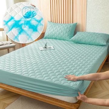 Waterproof Cotton Fitted Bed Sheet Anti-mite Mattress Protector Soft Breathable Mattress Cover Queen Fitted Sheet 140/160*200cm