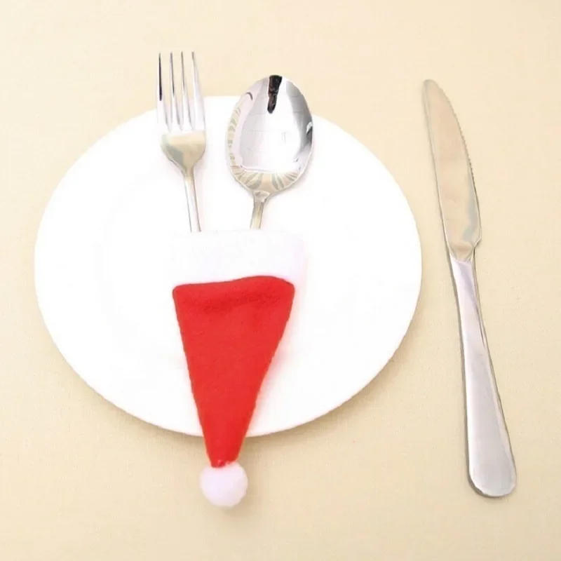 Description Picture 6 of itemSanta Hat Ornament Utensil Holder Bag Santa Hat Fork Knife Cutlery Bag Christmas Home Decor 2024 Christmas Ornament Navidad 2025