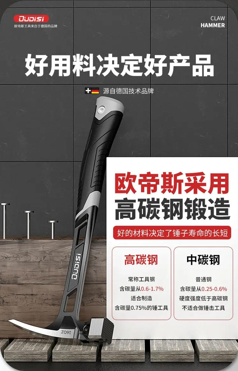 Description Picture 3 of itemIntegrated claw hammer Multi functional household hammer Woodworking hammer Lifting hammer Claw hammer Glass breaker