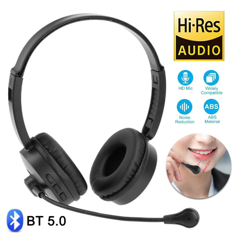 Description Picture 2 of itemBluetooth 5.0 Headset Wireless Truck Driver Headphones Hands-Free Call Headsets With Noise Cancelling Mic For Call Center Office