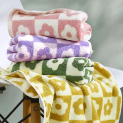Coral Fleece Towels Quick-Drying Flower Embroidered Printed Bathroom Gift Set Beach Bathroom Thickening Lengthened Beach Towel