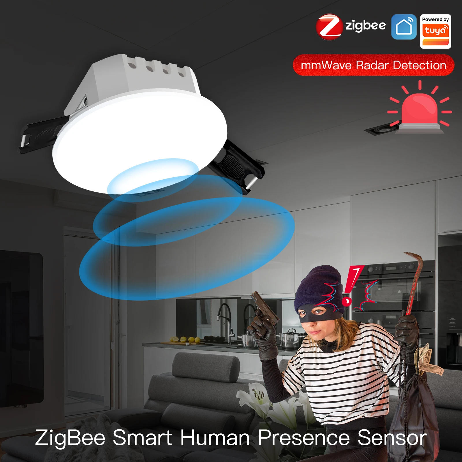 Description Picture 3 of itemTuya Smart ZigBee/WiFi Human Presence Detector Radar Detection Sensor Photometric 2 in 1 Function Smart Life Ceiling PIR Hub