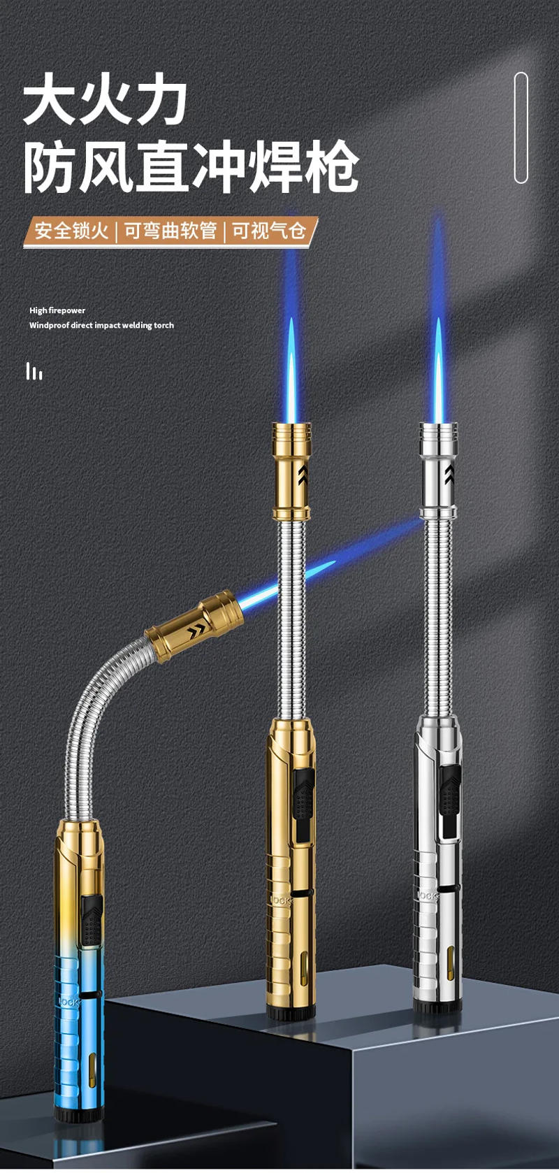 Description Picture 3 of itemOutdoor Camping BBQ Kitchen Lighter Ignition Tool Windproof Cigar Lighter Welding Gun Butane Gas Lighters Smoking Accessories