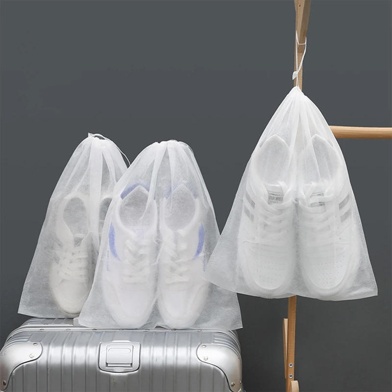 Description Picture 3 of item10Pcs/Set Shoe Dust Covers Travel Pouch Shoe Bags Non-Woven Dustproof Drawstring Clear Storage Bag Drying Shoes Protect Shoes