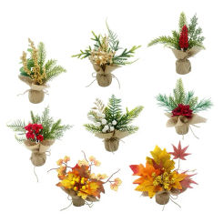 Red Fruit Christmas Tree with Berries Small Table Top Desktop Christmas Tree Artificial Bouquet Holiday Decor Navidad Christmas