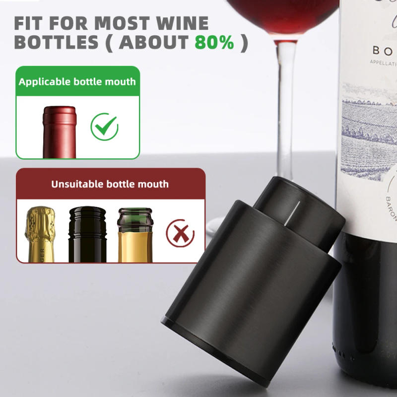 Description Picture 6 of item1/2pc Vacuum Wine Bottle Cap Stopper Sealed Storage Vacuum Memory Wine Stopper Push Style Barware Wine Cork Black Bar Tools