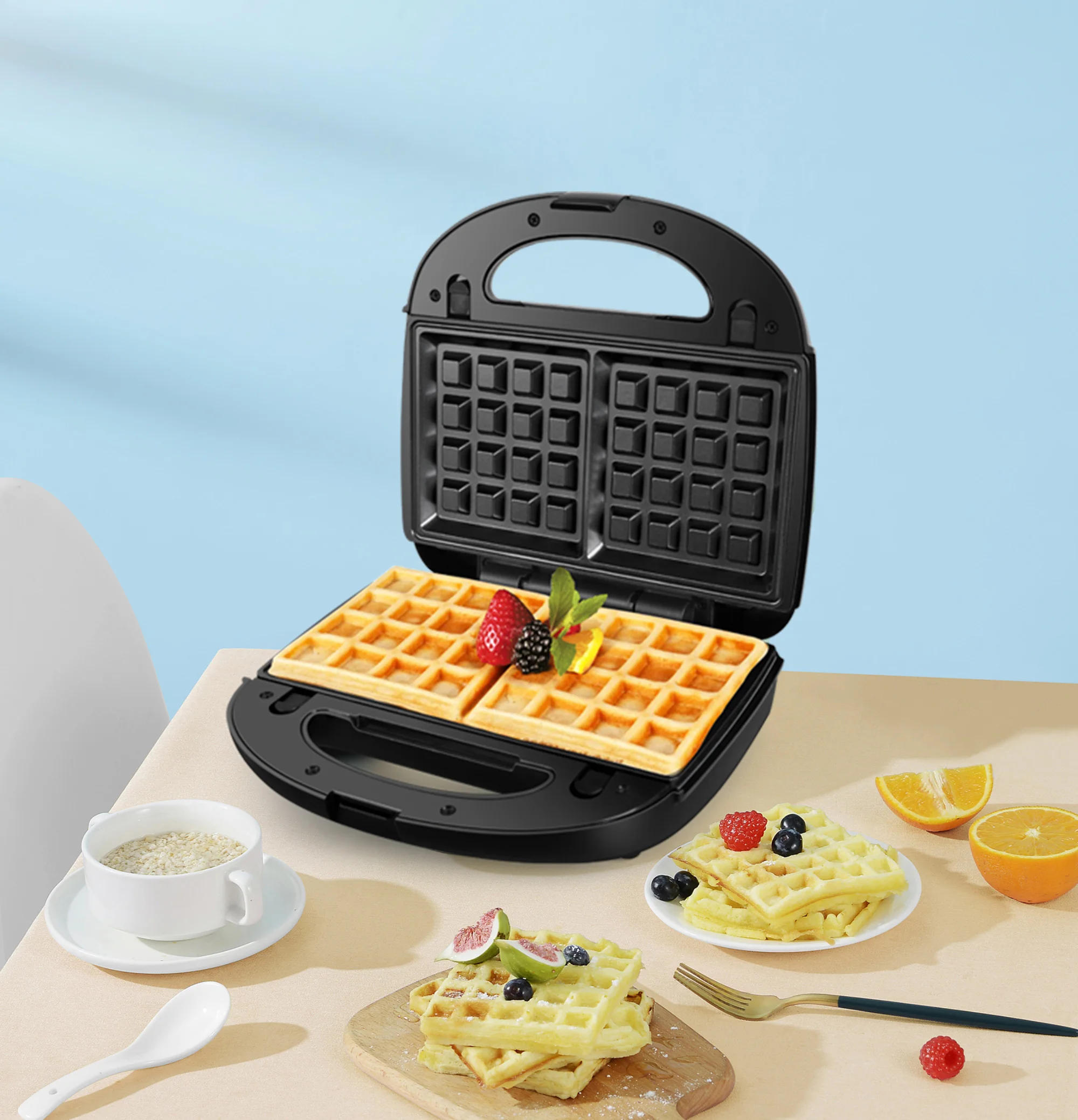 Description Picture 2 of itemElectric Waffle Maker Triangles Sandwich Maker 3 In 1 Cooking Kitchen Appliances Breakfast Machine Non-stick Iron Pan Sonifer