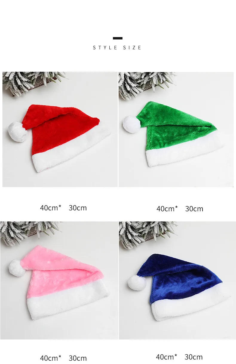 Description Picture 6 of itemNew Year 4 Colors Adult Santa Hat Christmas Props Pink Hat Personalized Hat Santa Christmas Party X-Mas FestiveParty Decorations
