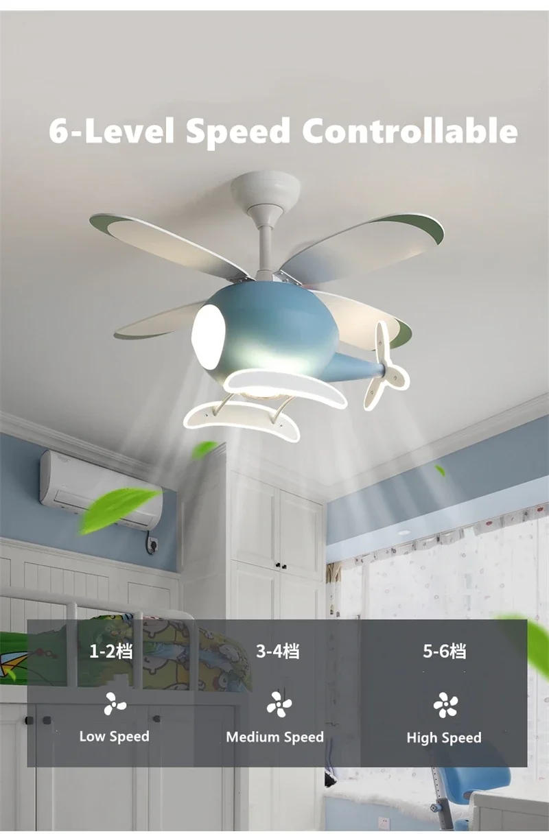 Description Picture 2 of itemCartoon LED Ceiling Lamp Helicopter Fan Chandelier for Children's Room Living Room Bedroom Home Indoor Lighting Fixture Luster