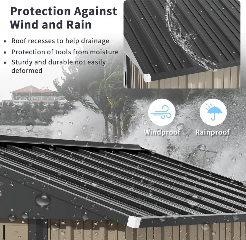 Description Picture 6 of itemMetal Outdoor Storage Shed 5FT x 3FT, Steel Utility Tool Shed Storage House with Door & Lock, for Backyard Garden Patio Lawn