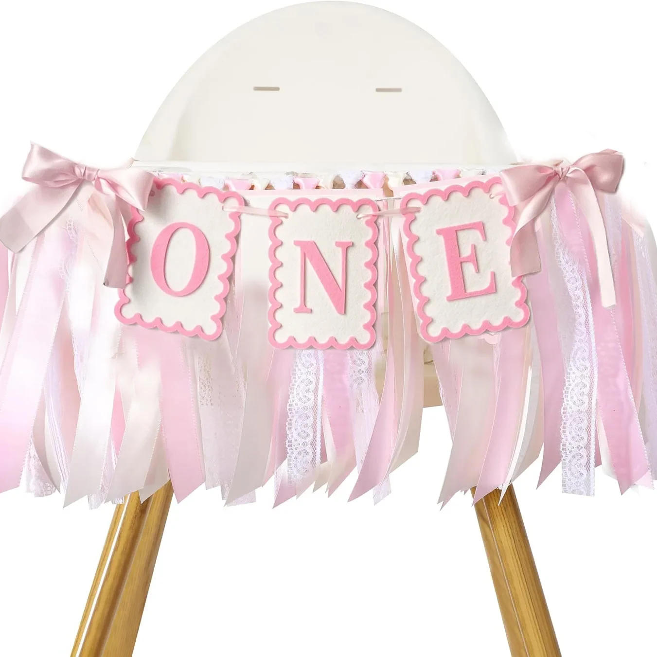 Description Picture 6 of itemINS Style Bow ONE Non Woven Felt Banner Hat 1st Birthday Chair Garland Photo Props for Kids Birthday Baby Shower Party Decor