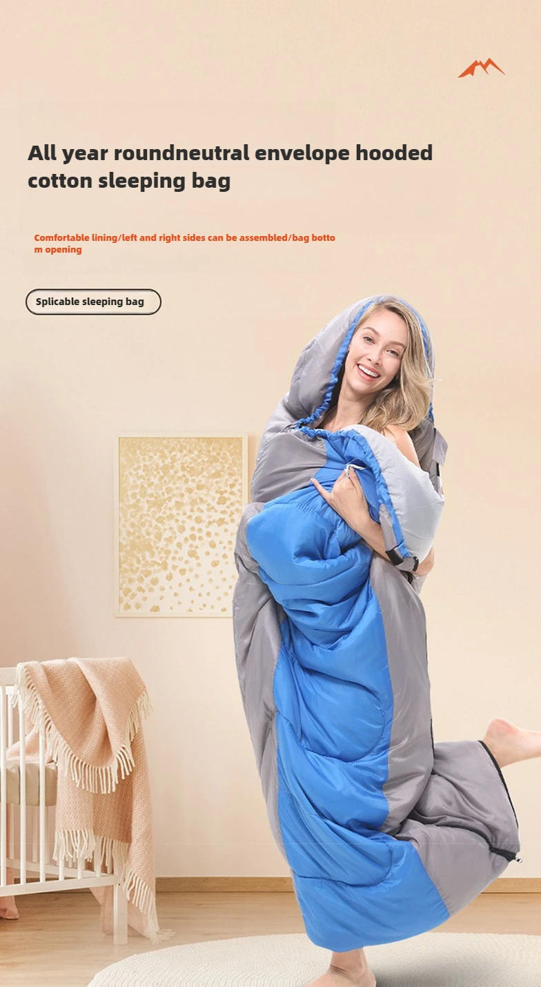 Description Picture 4 of itemOutdoor Sleeping Bag Splicable Spring Autumn Winter Double Ultralight Camping Sleeping Bag for Travel Camping Survival Gear