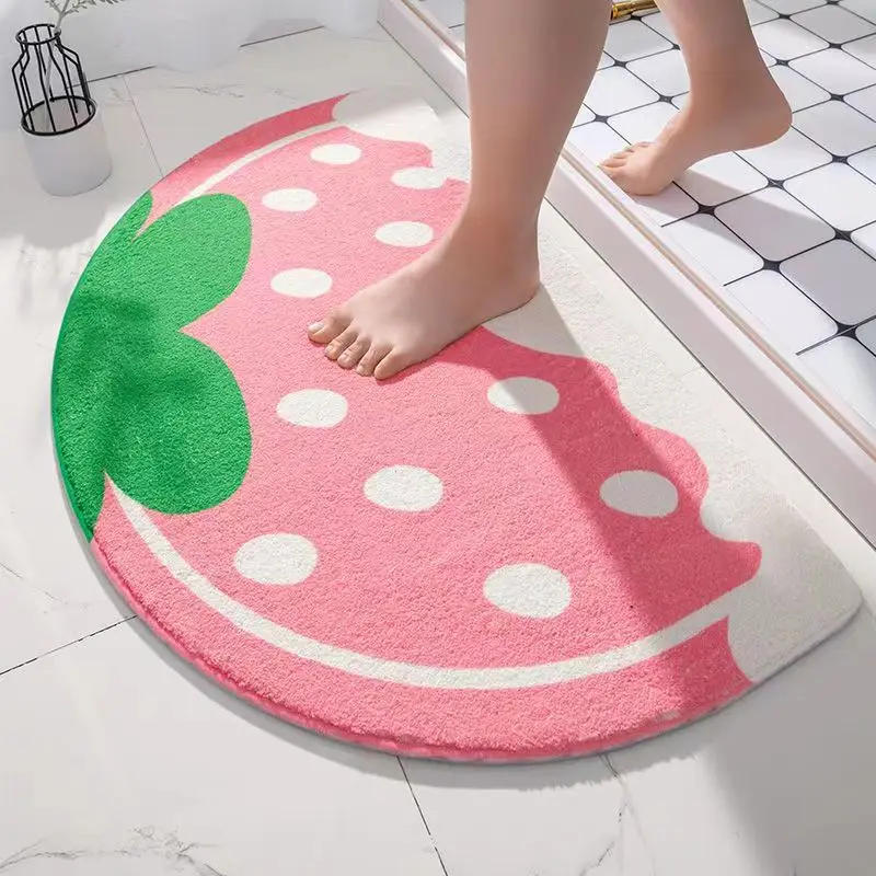 Description Picture 3 of itemCartoon Bathroom Foot Mat Imitation Cashmere Bathroom Floor Mat Thickened Half Round Bathroom Anti Slip Mat Cute Plush Door Mat