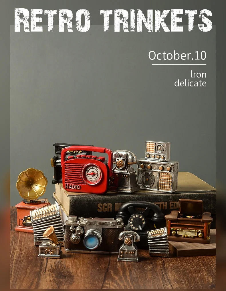 Description Picture 2 of itemVintage Artifacts Antiques Figure Old Furniture Phone Statues Crafts Retro Telephone Model Home Ornament Coffee Bar Decoration