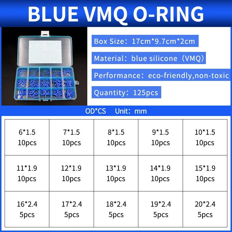 Description Picture 3 of itemColor-silicone-box boxed silicone rubber repair kit sealing valve waterproof machine combination kit gasket o-ring faucet