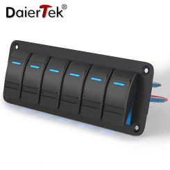 DaierTek 6 Gang Rocker Switch Panel Waterproof 12V LED Light Bar Switch Panel for Boat Marine Automotive Car Truck RV UTV
