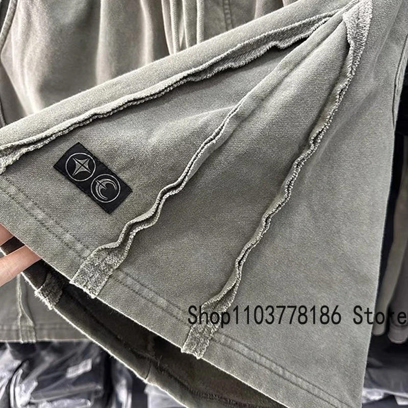 Description Picture 6 of itemEurope American Retro THUG CLUB Shorts Loose Patchwork Washed Gray Do Old Sweatpants Men's Streetwear Thug Club Shorts