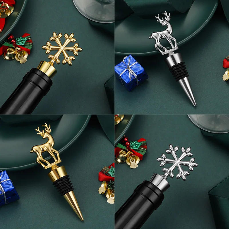 Description Picture 4 of itemChristmas Series Alloy Wine Stopper Elk Snowflake Shape Wine Bottle Decoration Themed Party Creative Wine Bottle Stoppers Gifts
