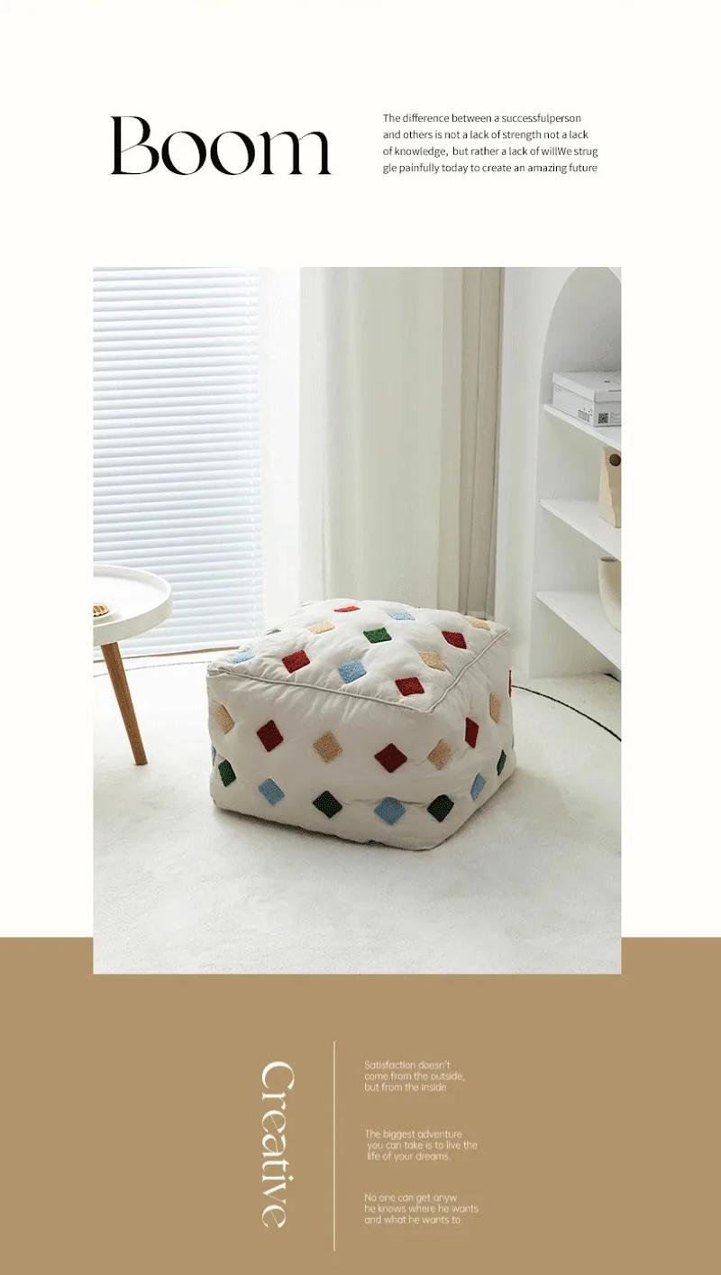 Description Picture 6 of itemFurniture Short Stool Home Creative Futon Small Stool Living Room Sofa Stool Square Stool Leisure Tatami Sitting Cushion 2024