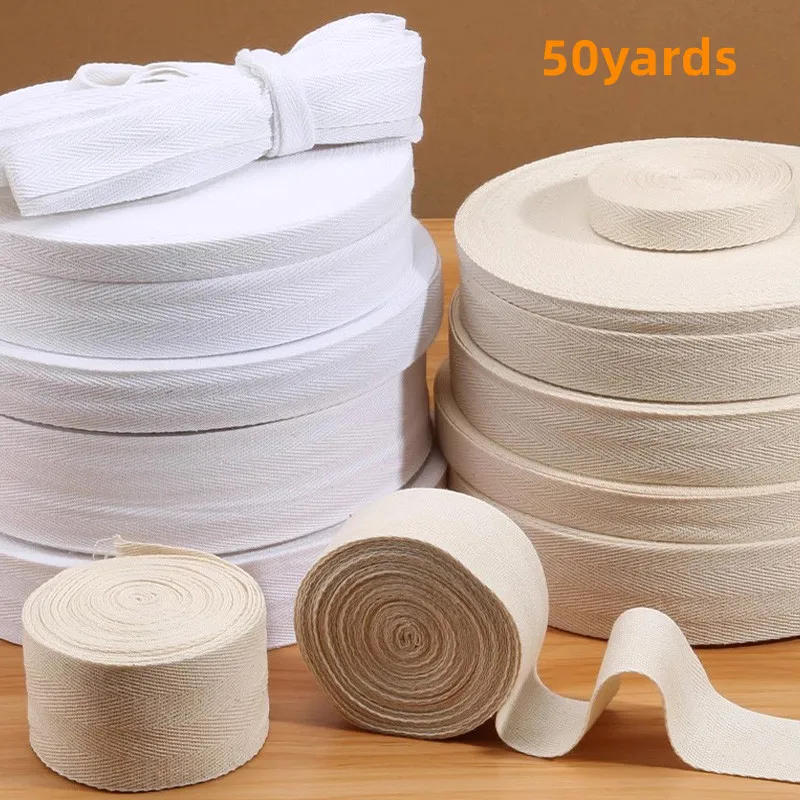 Description Picture 2 of itemCotton Woven Tape With Herringbone Pattern Edging Strip 10-60mm White Beige Twill Binding Ribbon Webbing Tape Sewing Supplies