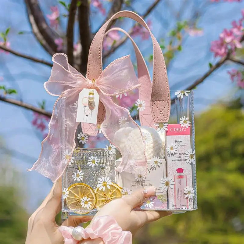 Description Picture 5 of item1PC Daisy Handbag gift bag wedding favor candy box portable candy gift box small basket jewelry packaging bag (No ribbon)