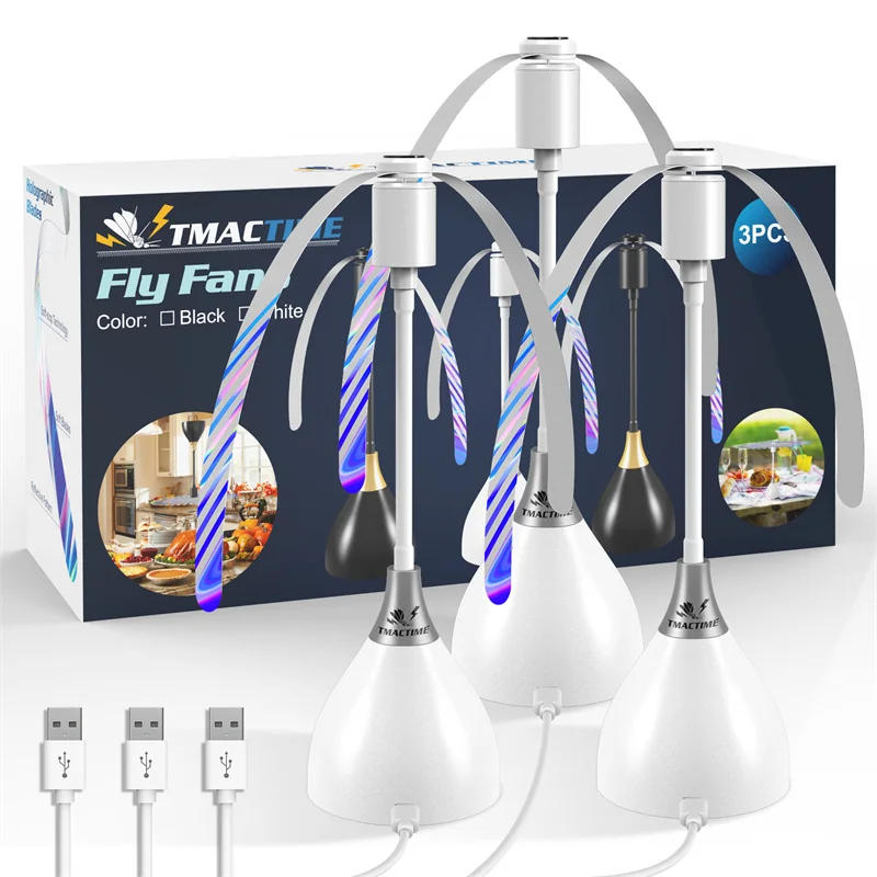 Description Picture 5 of item2/3pcs Fly Fans For Tables Effective Fly Repellent Fan Keeps Flies Away With Soft Blades USB Picnic BBQ Party Fly Fans