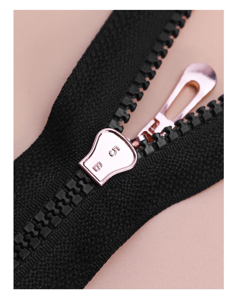 Description Picture 5 of item5PCS 5# Beautiful Zippers 40/50/60/70/80cm Open-end Auto Lock Zippers Rose Gold Resin Teeth Zipper Apparel Accessories