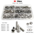 1 Box GB818 M1.6 M2 M2.5 M3 M4 M5 M6 M8 304 Stainless Steel Phillips Cross Round Pan Head Screw Bolt Nut Washer Assortment Kit