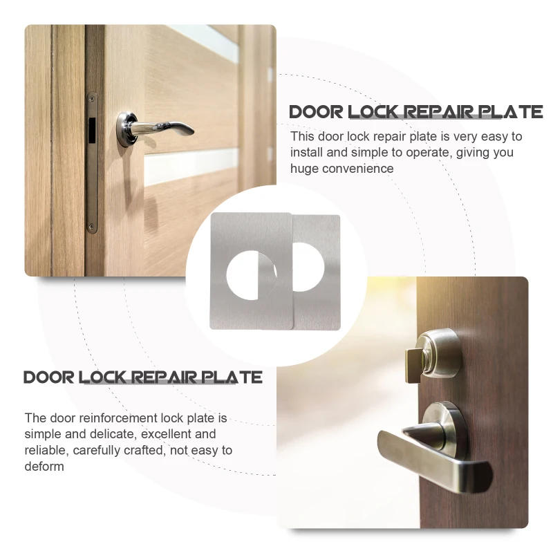 Description Picture 5 of item2 Pcs Ball Lock Door Reinforcement Plate Chain Deadbolt Installation Kit Bracket Covers Stainless Steel Garage Office Kick