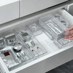Unlimited Desk Drawer Organizers Set Plastic Bathroom Storage Makeup Organizer Clear Transparent Storage Box Bins Kitchen Gadget