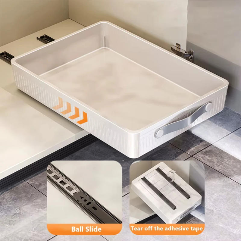 Description Picture 6 of itemKitchen Sliding Drawer Slide Rail Cabinet Clothes Spice Dish Bowl Pull Out Cabinet Organizer Tray with Handle Easy Carry