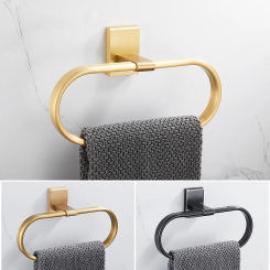 New Luxury Bathroom Towels Holder Brushed Gold Towel Rack Wall mounted Towel Ring Round Towel Rack Brass Bathroom Accessories