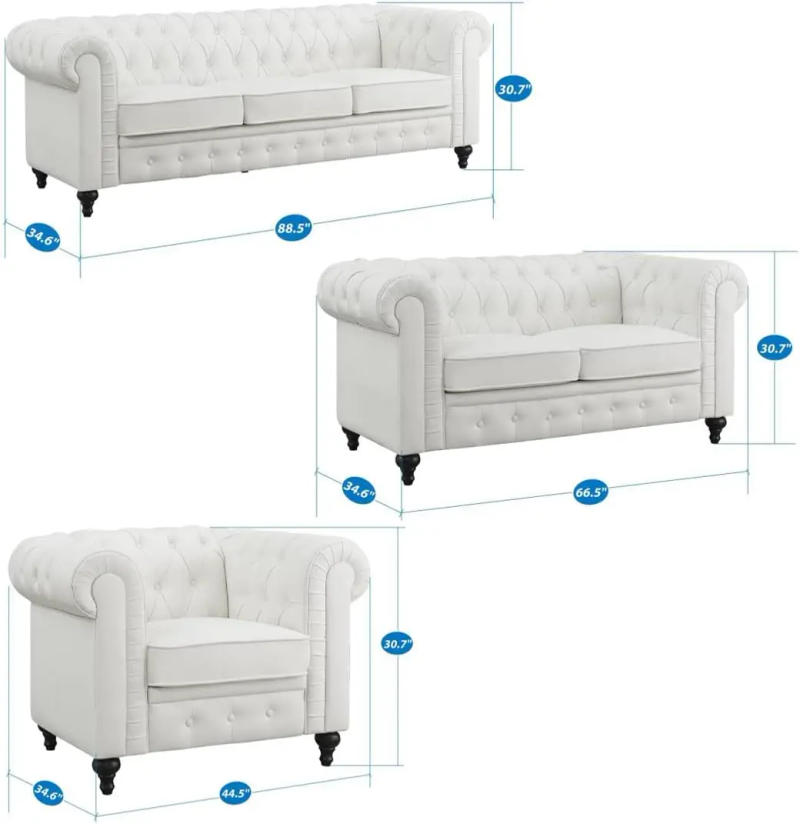 Description Picture 4 of itemSofa Set Living Room Chair Juegos Leather Couch Sofa Chair for Bedroom Modern Chesterfield Tufted Leather Chair Leather