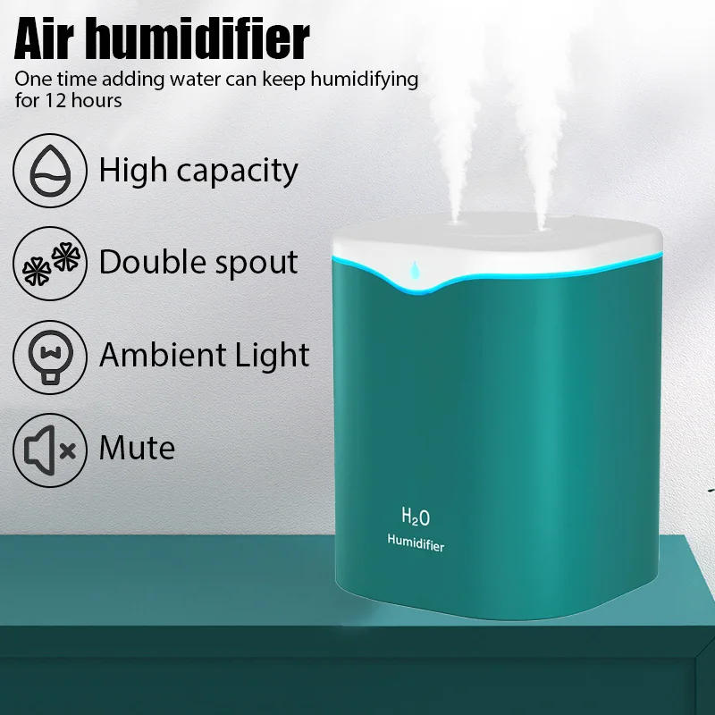 Description Picture 2 of item2000ML USB Air Humidifier Double Spray Port Essential Oil Aromatherapy Humificador Cool Mist Maker Fogger Purify for Home Office
