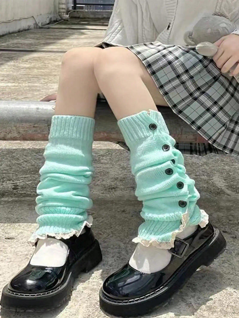 Description Picture 4 of itemA pair of knitted JK socks, children's white long leg socks, leg covers for spring and autumn warmth, Lolita pile socks, Lolita