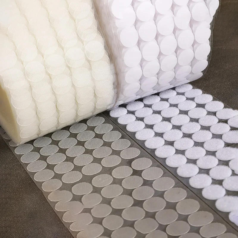 Description Picture 3 of item10/15/20/30/45mm Transparent Sticky Dots Self Adhesive Hook and Loop Fastener Tape Strong Glue Baby Round Coin Tape Sticker