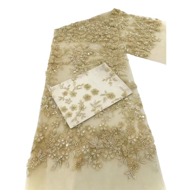 Description Picture 6 of itemBeautiful african Sequins Beads,Nigerian Lace Fabric,High Quality JIANXI.C-1407.7808,Luxury Beaded Lace Fabric