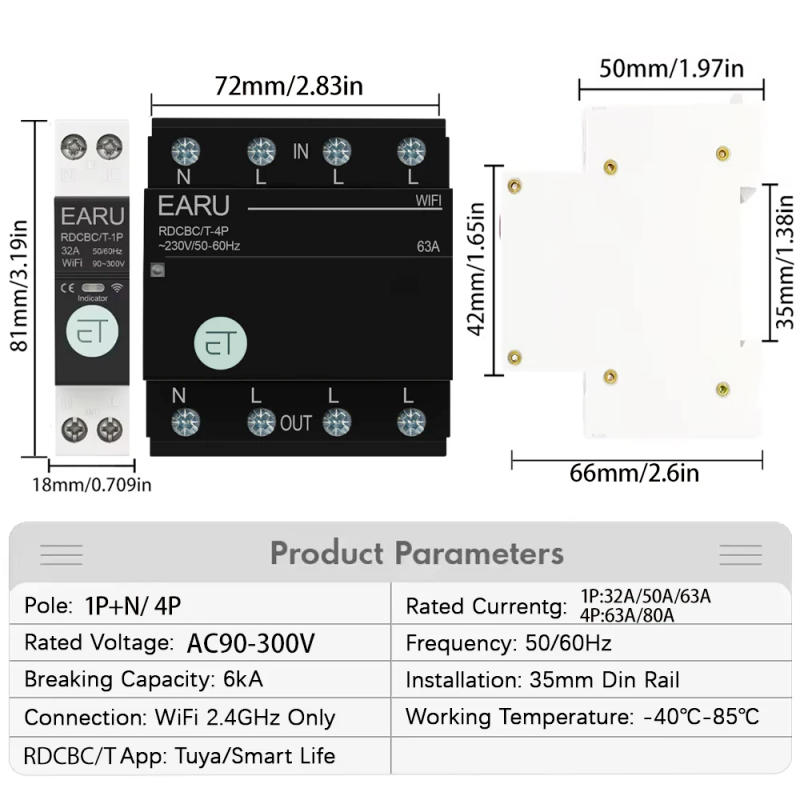 Description Picture 3 of itemWIFI Circuit Breaker Smart Time Timer Relay Switch Voice Remote Control Tuya eWeLink APP Smart Home for Amazon Alexa Google Home