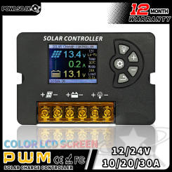 Powlsojx 12V 24V Auto Solar Charge Controller 10A 20A 30A Panel Cell Battery Charging Regulator Adjustable LCD Display PWM